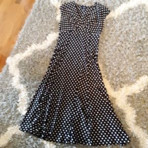 CHAPS XS Midi Black and White Fit/Flare Dress